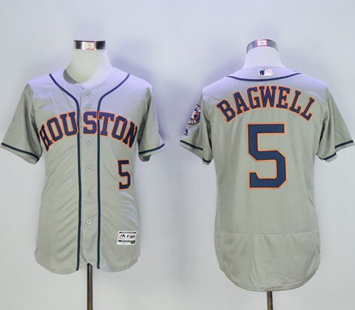 Astros #5 Jeff Bagwell Grey Flexbase Authentic Collection Stitched MLB Jersey - Click Image to Close